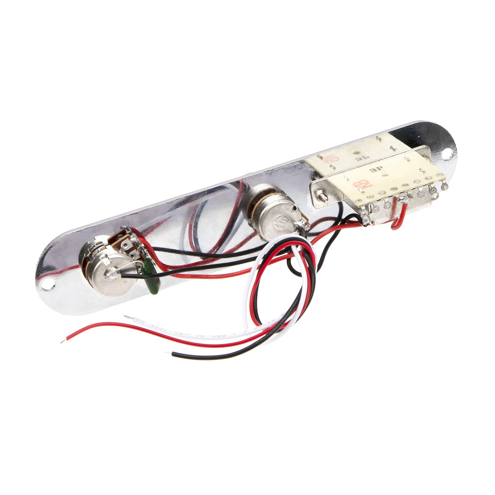 1Pcs Yootones Guitar Control Plate Loaded Chrome 3 Way Switch Plated Prewired Control Plate Compatible with Tele Telecaster Styl